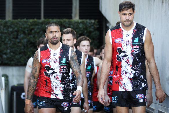 Paddy Ryder (right) with his cousin Bradley Hill at the Saints.