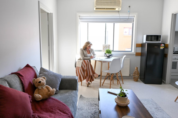 Safe Steps chief executive Chelsea Tobin inside ‘Sanctuary’, which temporarily houses women and children experiencing family violence.
