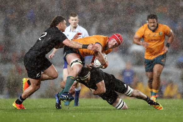 The Wallabies and the All Blacks do battle at Eden Park.