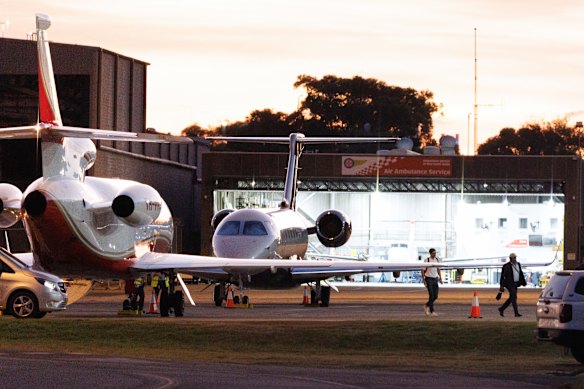 Jarome Laui landed in Sydney on a private jet on Monday night after a visit to Papua New Guinea.