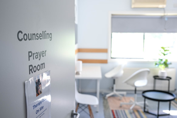 The private counselling room where victim-survivors of family violence can begin to receive therapy for trauma, or pray if they wish.