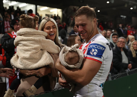 An emotional Jack de Belin celebrates his comeback with family.
