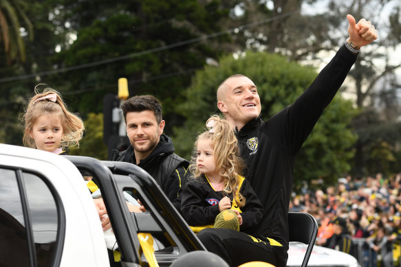 Star Richmond duo Trent Cotchin and Dustin Martin at the AFL grand final parade.