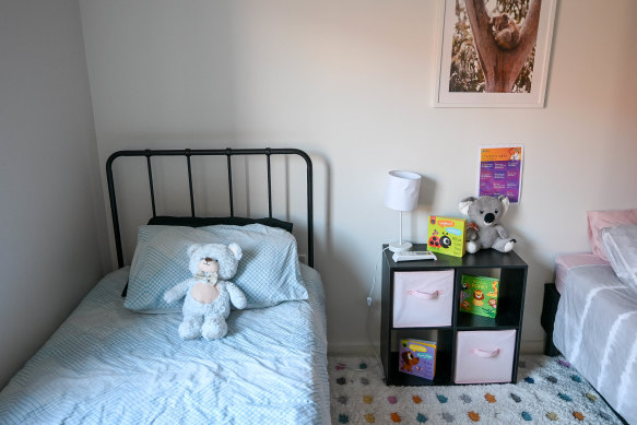 A child’s bedroom, vacant only for a few hours after the last resident transitioned out of Safe Steps’ high-security facility, Sanctuary.