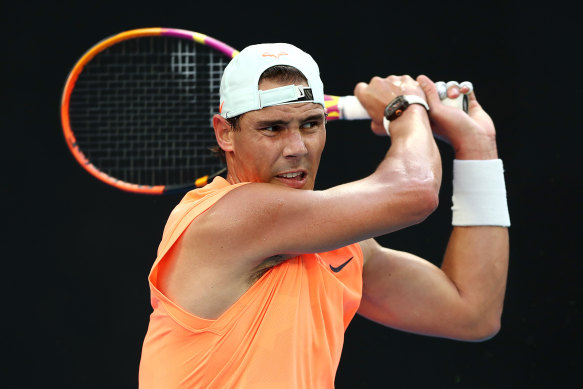 Rafael Nadal in training on Saturday. 