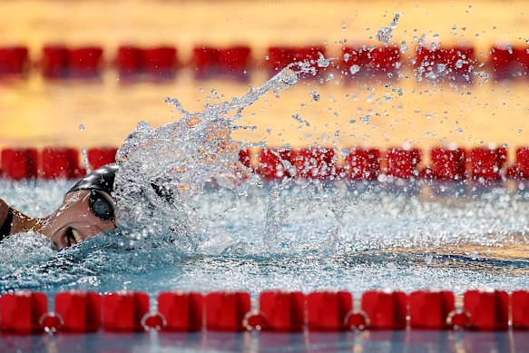 Katie Ledecky in action in the women’s 1500m freestyle final.