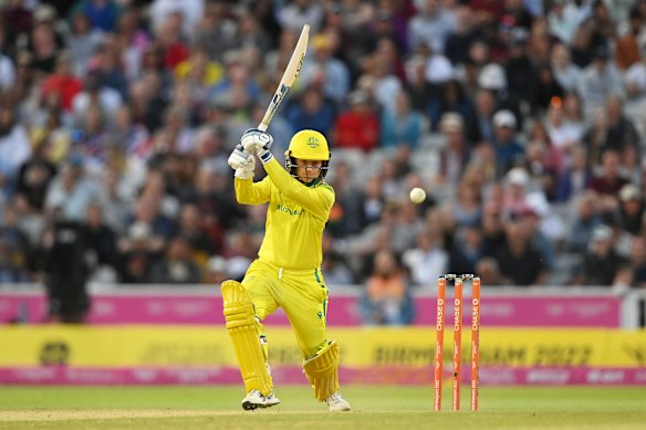 Rachael Haynes in action for Australia during the Commonwealth Games.