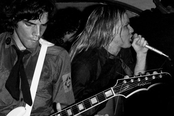 Deniz Tek (left) and Rob Younger on stage during Radio Birdman’s heyday.