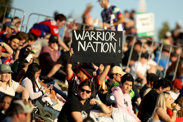 A fan pays tribute to the Warriors in their adopted northern NSW home.