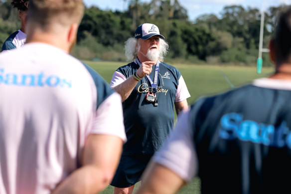 Laurie Fisher coaching the Wallabies during the Rennie era in 2022.