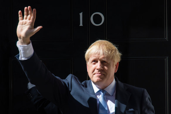 Boris Johnson waves outside 10 Downing Street earlier this year.