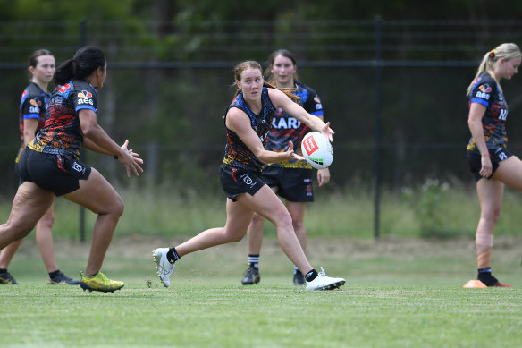 Tamika Upton training with the Indigenous All Stars.