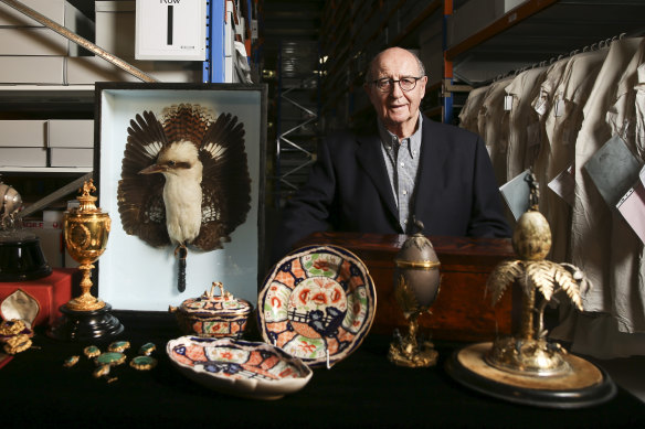 Trevor Kennedy with some of the 5000 items of historical significance that will find a home at the National Museum of Australia. 