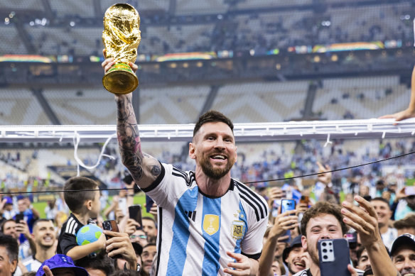 Lionel Messi after Argentina’s win against France at the 2022 World Cup in Qatar.