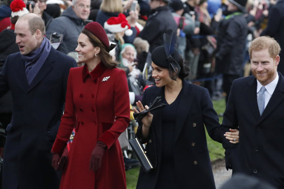 For a while, the new Fab Four: The Cambridges and the Sussexes in December 2018. 