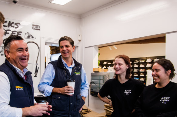 Nationals leader John Barilaro with the new Upper Hunter candidate Dave Layzell after his byelection win.
