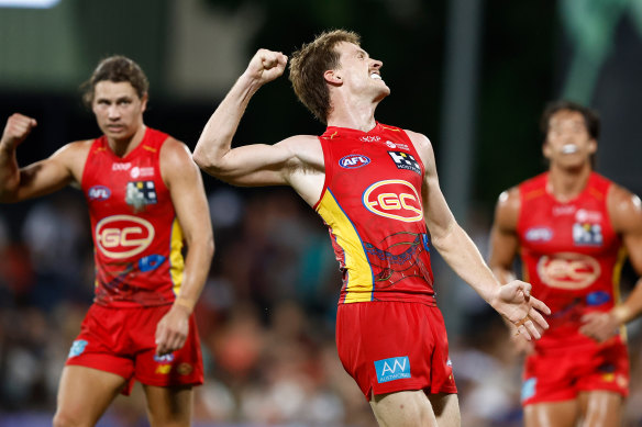 Suns celebrate a goal.