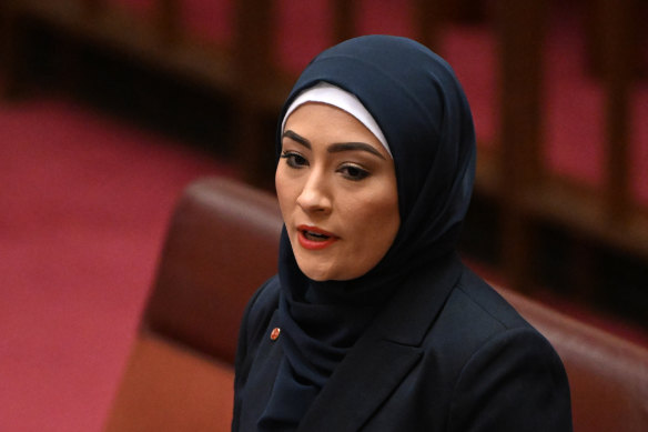 Labor Senator Fatima Payman in the Senate chamber in Canberra, Wednesday, July 27, 2022. 