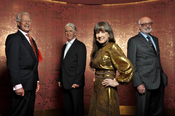 Keith Potger, Bruce Woodley, Judith Durham and Athol Guy reunited for the Seekers’ 50th birthday celebrations.