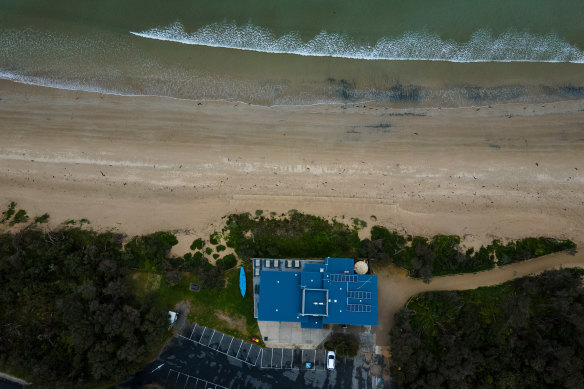 A view of the surf lifesaving club from the air. 