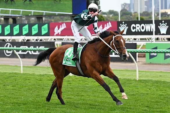 James McDonald wins the 2024 Champions Stakes on Via Sistina.