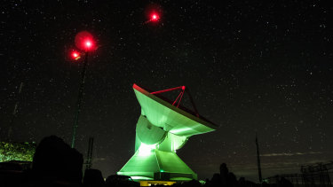 A large millimeter telescope in Puebla, Mexico, part of the Event Horizon telescope, which was used for 