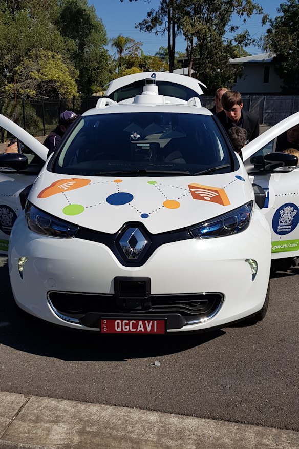 The custom-built electric car is fitted with a full sensor array, enabling it to navigate without the help of a human driver.