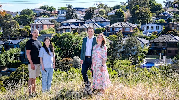 Jai and Caitlyn Hickey, Lincoln Merlo and Ashlee Richardson are residents of Essendon West who reckon they should be part of Aberfeldie instead.