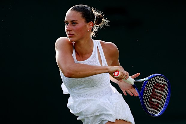 Marta Kostyuk plays Nadia Podoroska on day two of Wimbledon 2026 at All England Lawn Tennis and Croquet Club on June 30, 2026 in London, England
