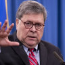 Attorney-General William Barr speaks during a news conference.