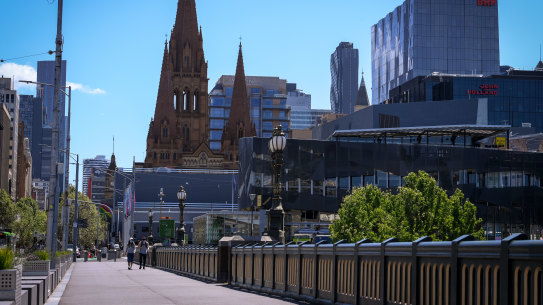 Melbourne CBD is pictured on Wednesday, deep in its sixth lockdown.