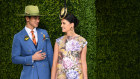 The Age Sport/News. Fashion on the Field winner Bernadette May and Best Suited winner Sherlon Garbo. 2022 Oaks Day at Flemington Racecourse on November 3, 2022.Photo: Eddie Jim.