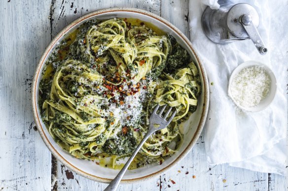 Hetty McKinnon's spinach pesto pasta.