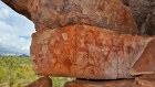 Sandstone escarpment and bim (rock art) on Jabiluka’s mineral lease.