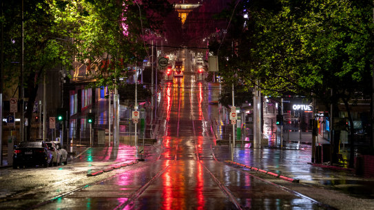 Melbourne CBD under lockdown October 2021.