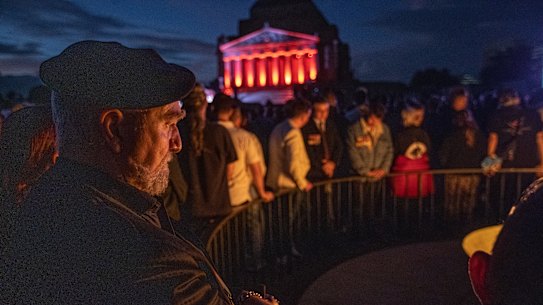 Anzac Day dawn service at the Shrine of Remembrance in Melbourne.