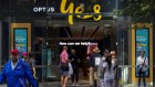 Customers line up outside an Optus shopfront on George St during a countrywide network outage last week.