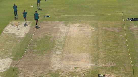 The pitch on show during Australia’s training session today.