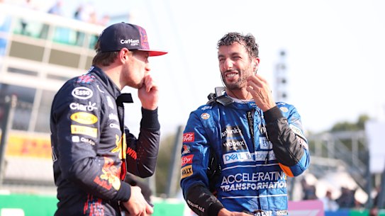 Reunited: World champion Max Verstappen and Daniel Ricciardo are back on the same side at Red Bull.