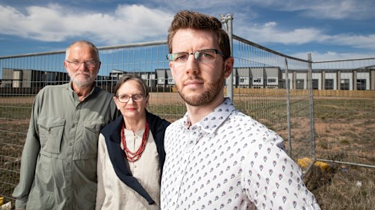 Wight resident Ryan Hemsley, pictured above right with John and Alison Hutchison, has praised the decision to reject two apartment complexes planned for Coombs.