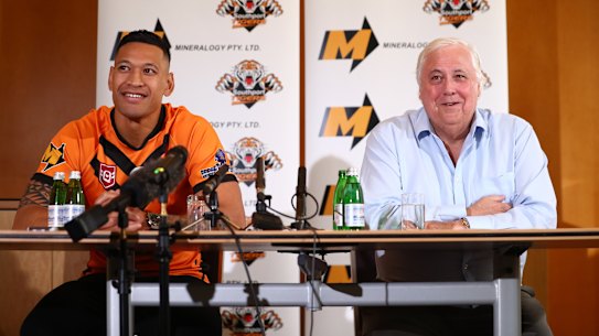 Israel Folau and Clive Palmer.