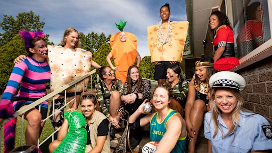 The Canberra Capitals enjoy Silly Sunday after winning the WNBL championship.