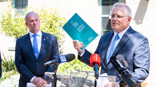 Prime Minister Scott Morrison at a press conference about Royal Commission into Aged care quality and safety, Final report: Care, Dignity and Respect, at  Kirribilli House.