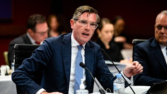 NSW Treasurer Dominic Perrottet at a budget estimates hearing earlier this month.