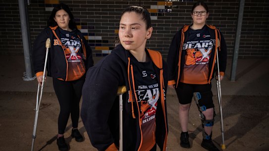 Sisters Shakira, 18, Kyra, 16 and McKayla, 15, are all recovering from ACL injuries.