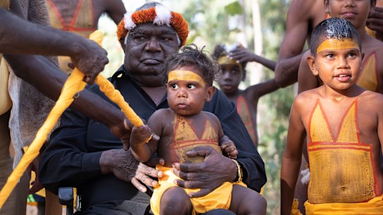 Yunupingu at the Garma Festival in 2019.