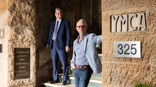 Mark Tarrant, left and David Gair at the entrance to the heritage-listed building on Pitt Street.