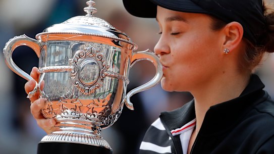 Barty relishing her winning moment.
