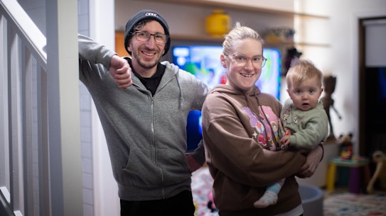 First home owners Mark and Natasha Constantine with daughter Charlotte.