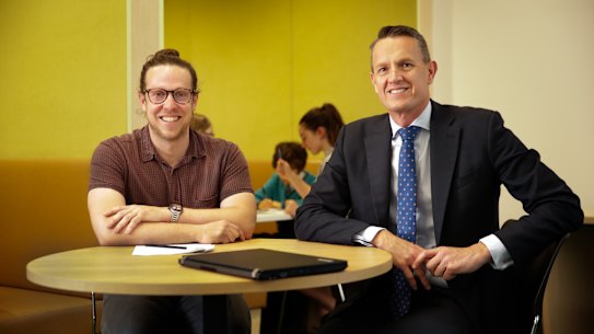 Prahran High principal Nathan Chisholm (right) and maths teacher Steven Goldberg, who designed their own maths curriculum.